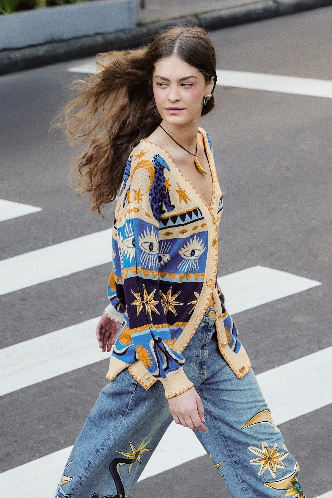 Mixed Mystical Ainika Buttoned Knit Cardigan by FARM Rio