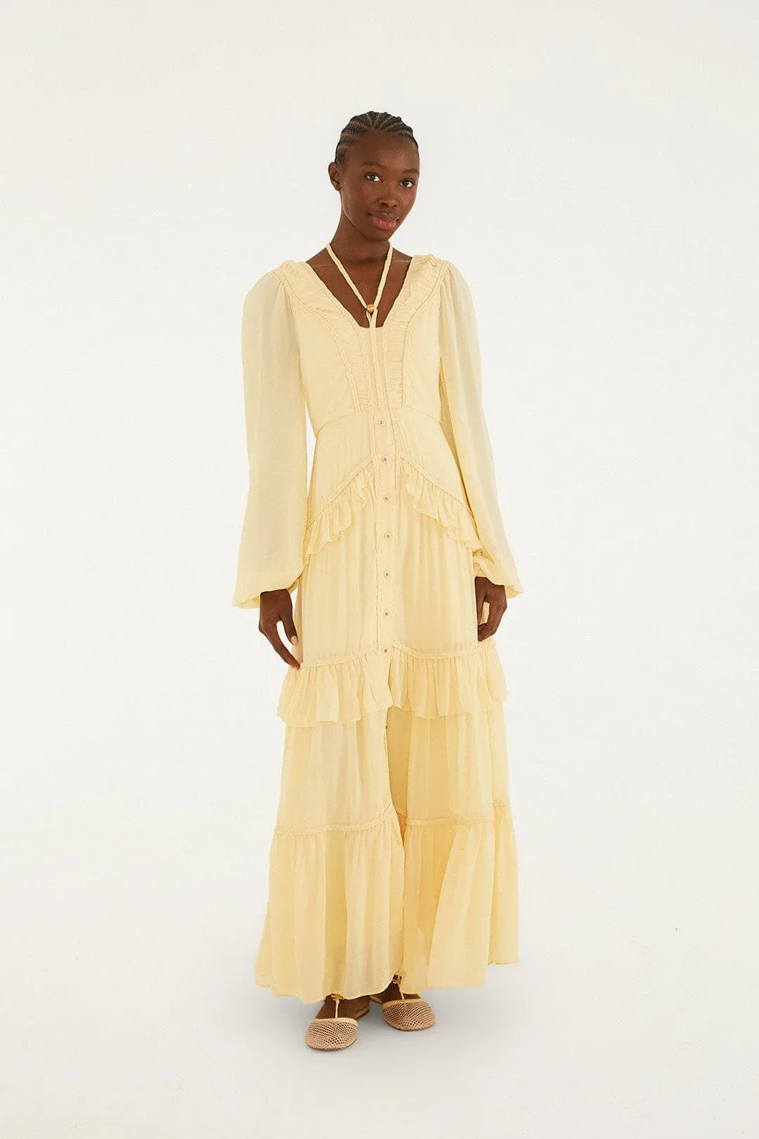 Ruffled Buttoned Maxi Dress by FARM Rio