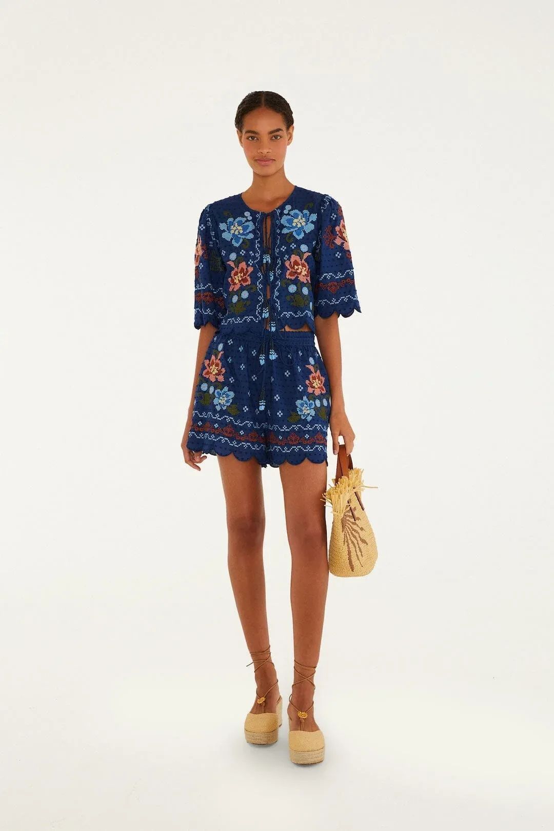 Stitched Garden Shorts by FARM Rio
