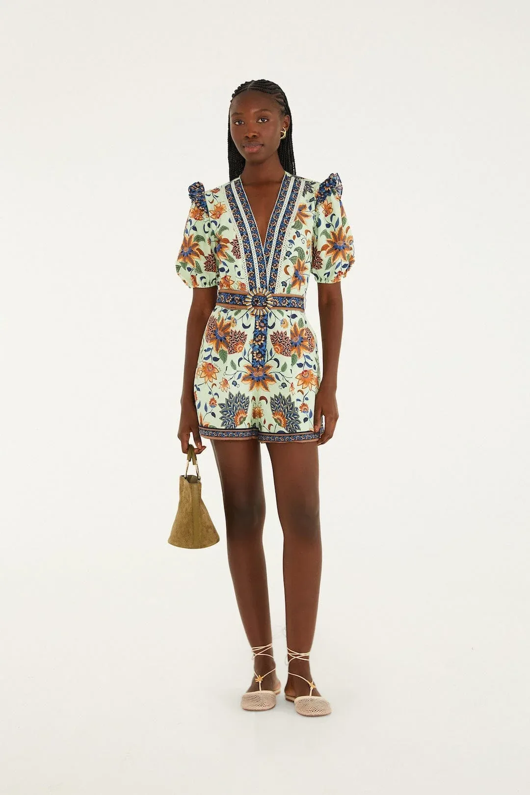 Floral Delhi Tapestry Belted Romper