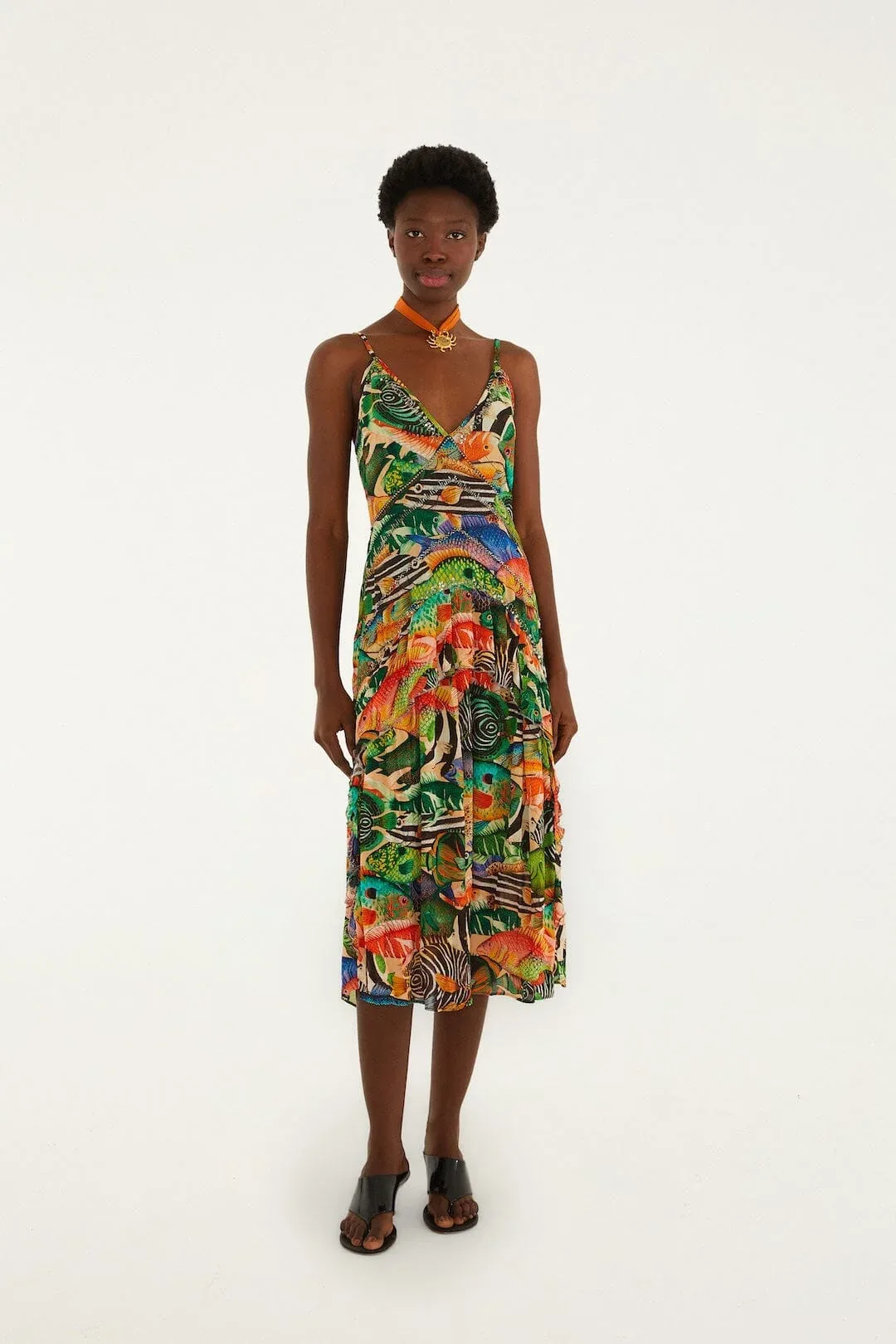 Fish Sea Sleeveless Midi Dress