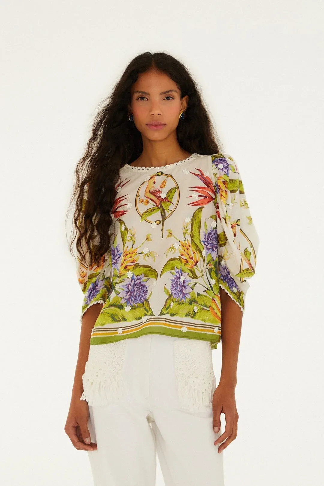 Tropical Scarf Blouse
