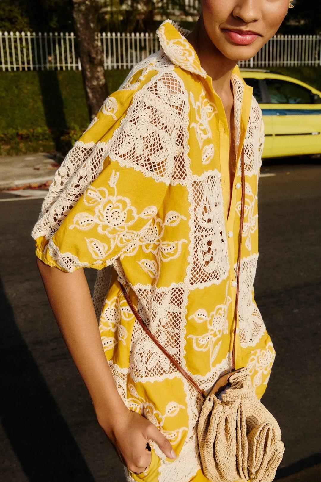 Lace Short Sleeve Shirt by FARM Rio