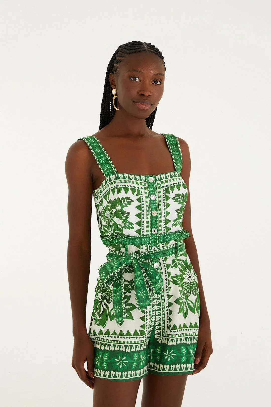 Green Flora Tapestry Romper