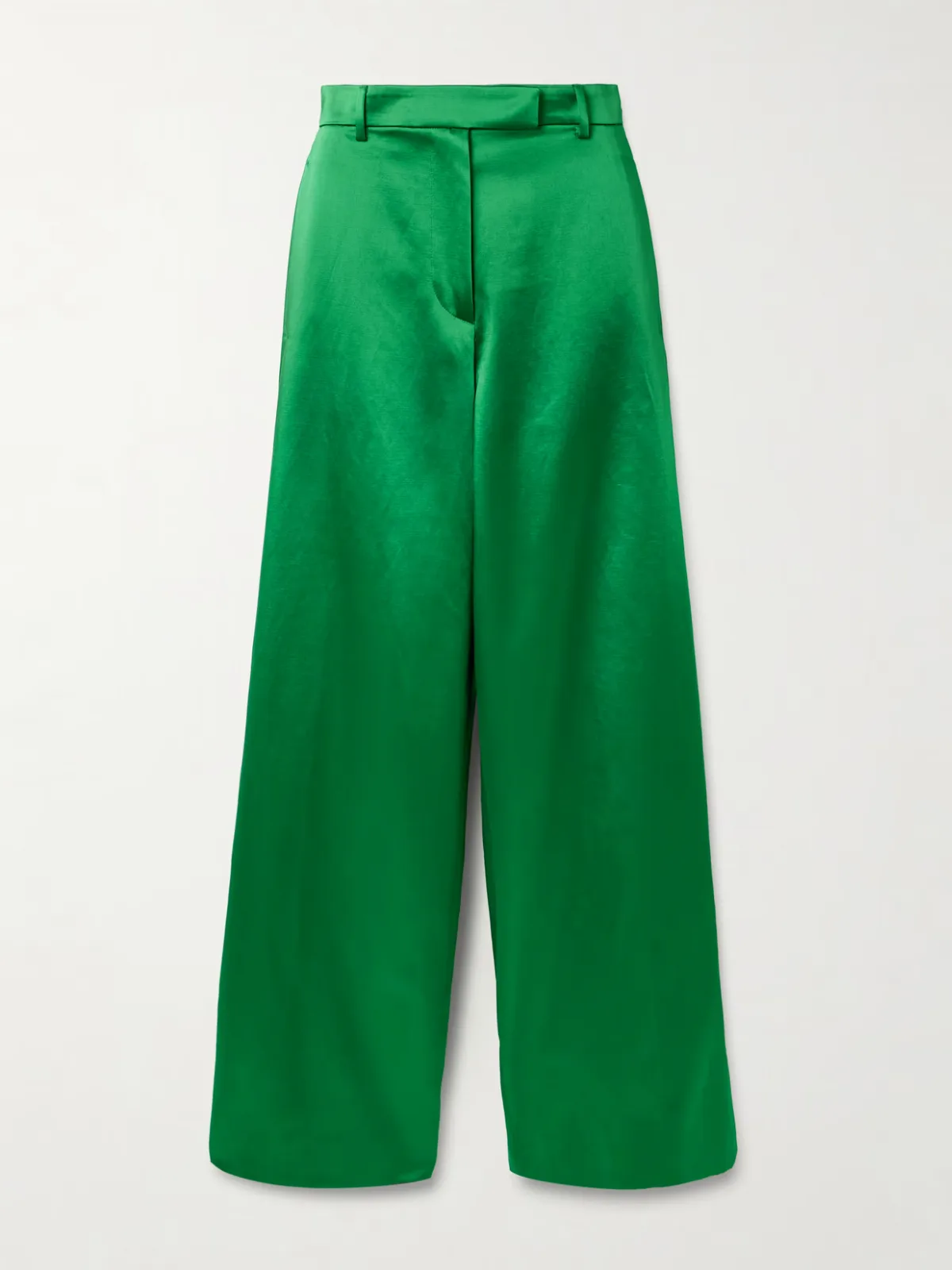 - Cotton-blend Satin Straight-leg Pants -