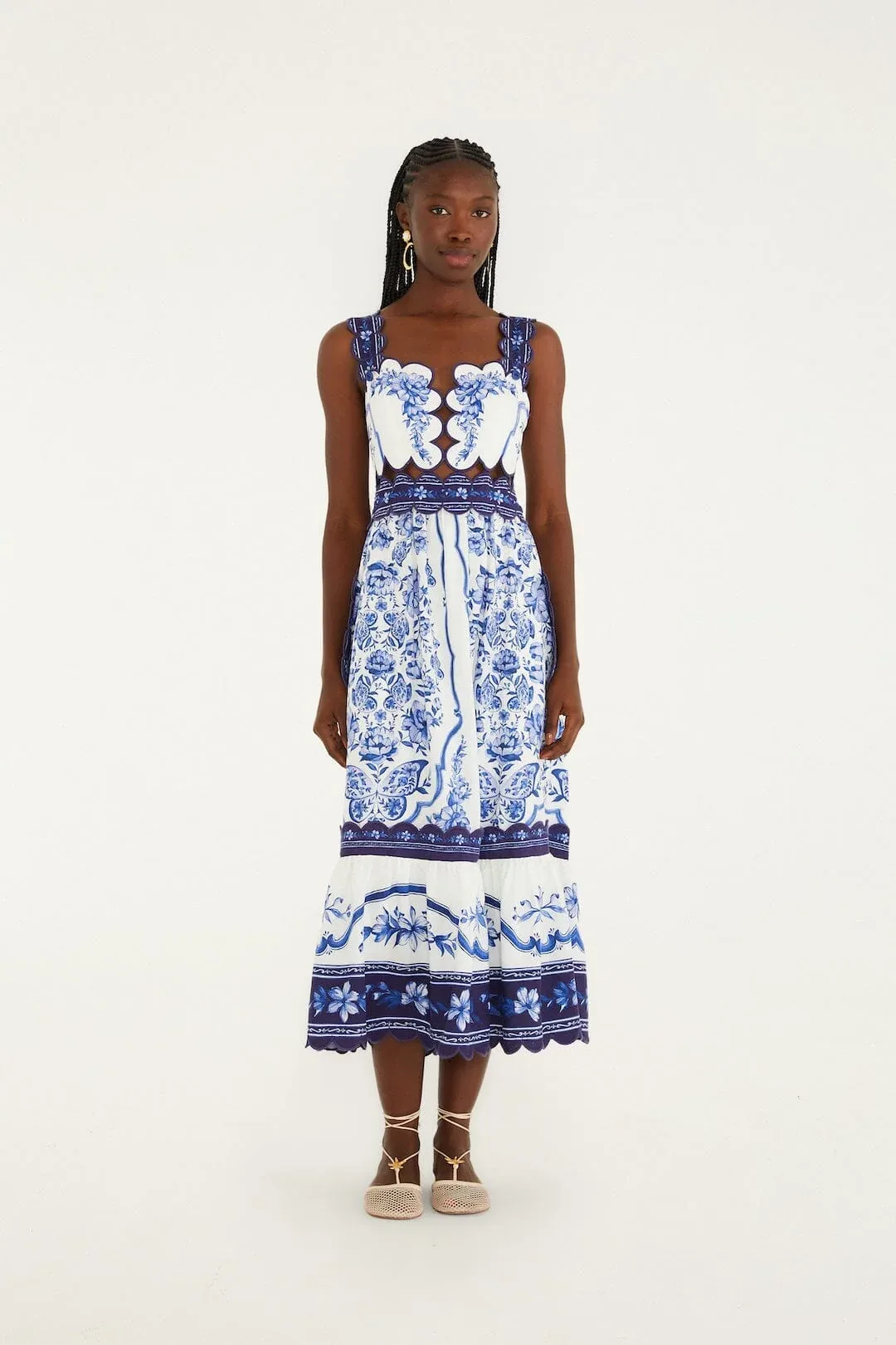 Porcelain Garden Cut-Out Midi Dress