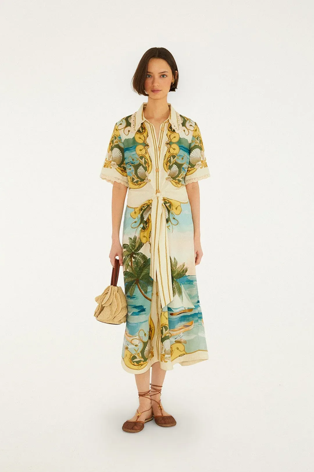 Royal Sea Collared Midi Dress
