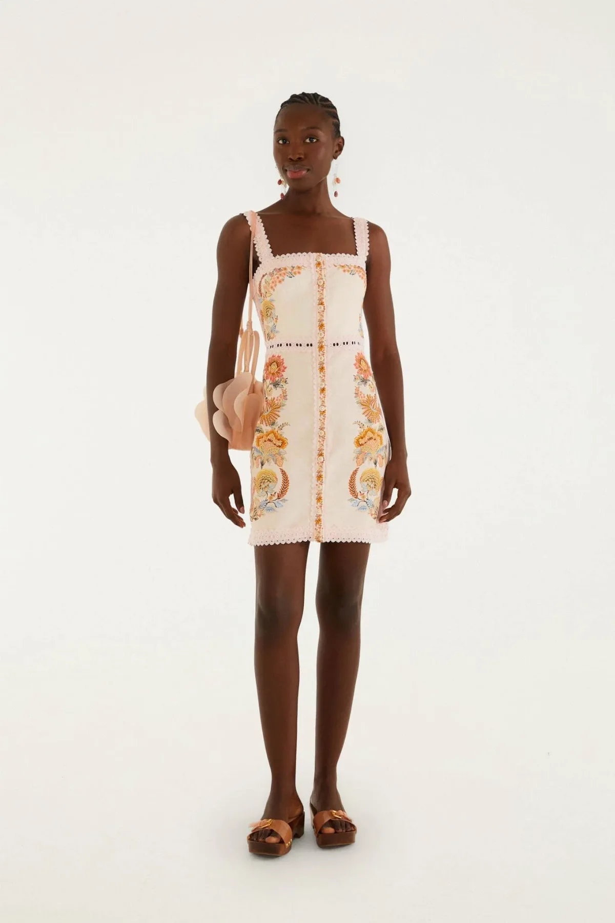 Ligia Lace Buttoned Mini Dress by FARM Rio