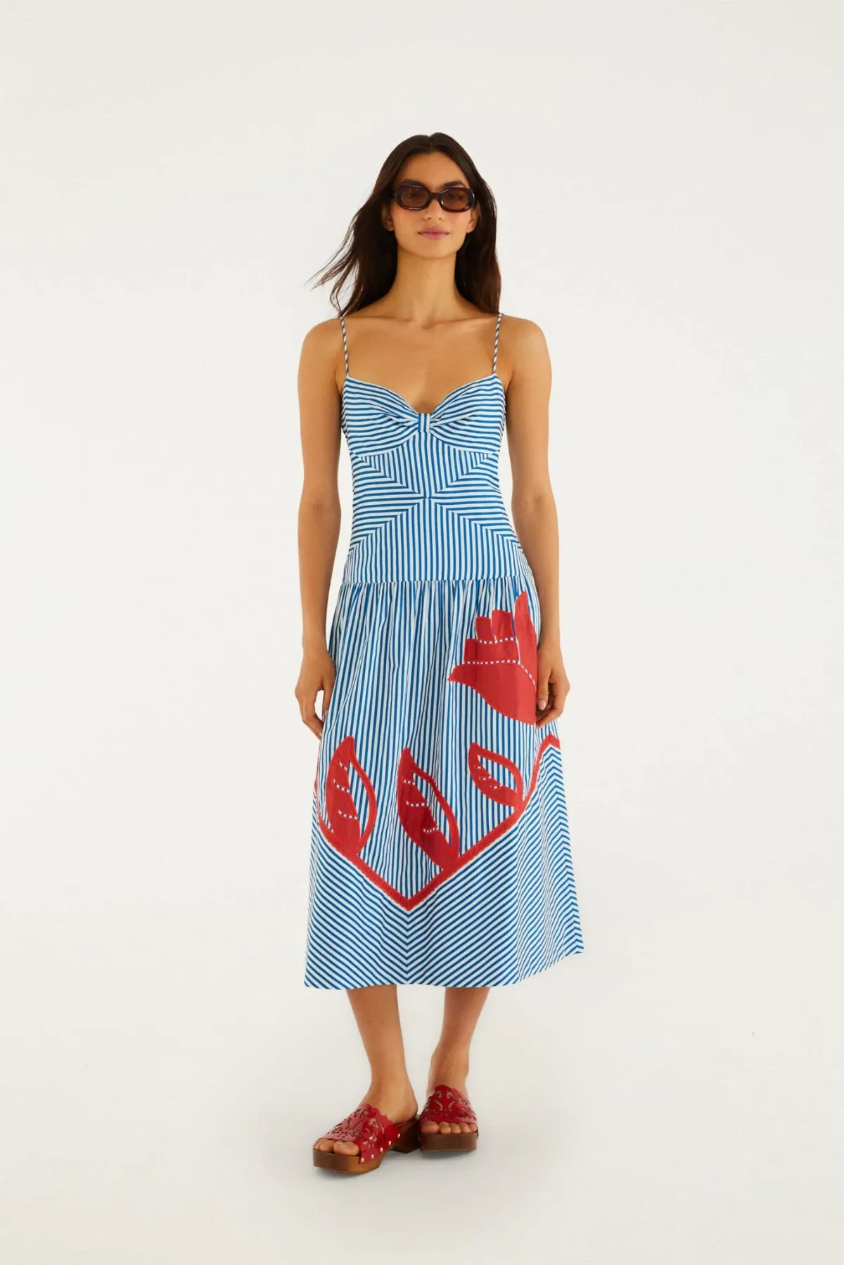 Sky Stripes Sleeveless Midi Dress by FARM Rio