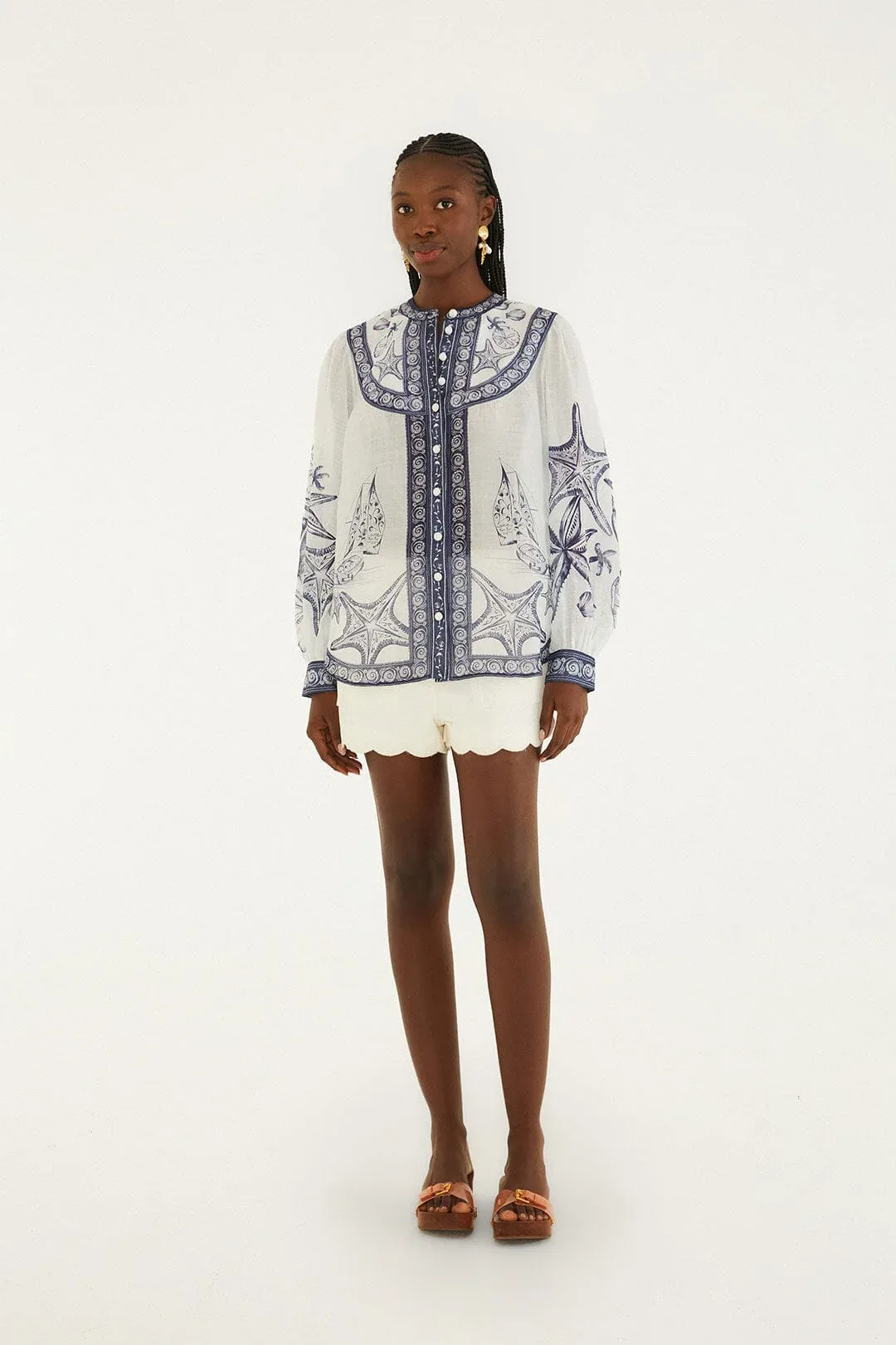 Coast Scarf Long Sleeve Blouse by FARM Rio