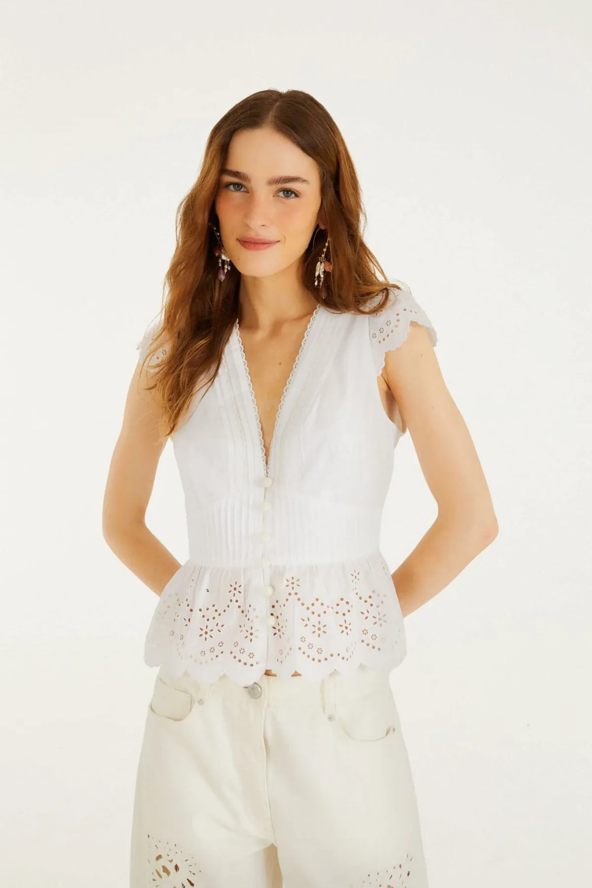 Embroidered Lace Blouse by FARM Rio
