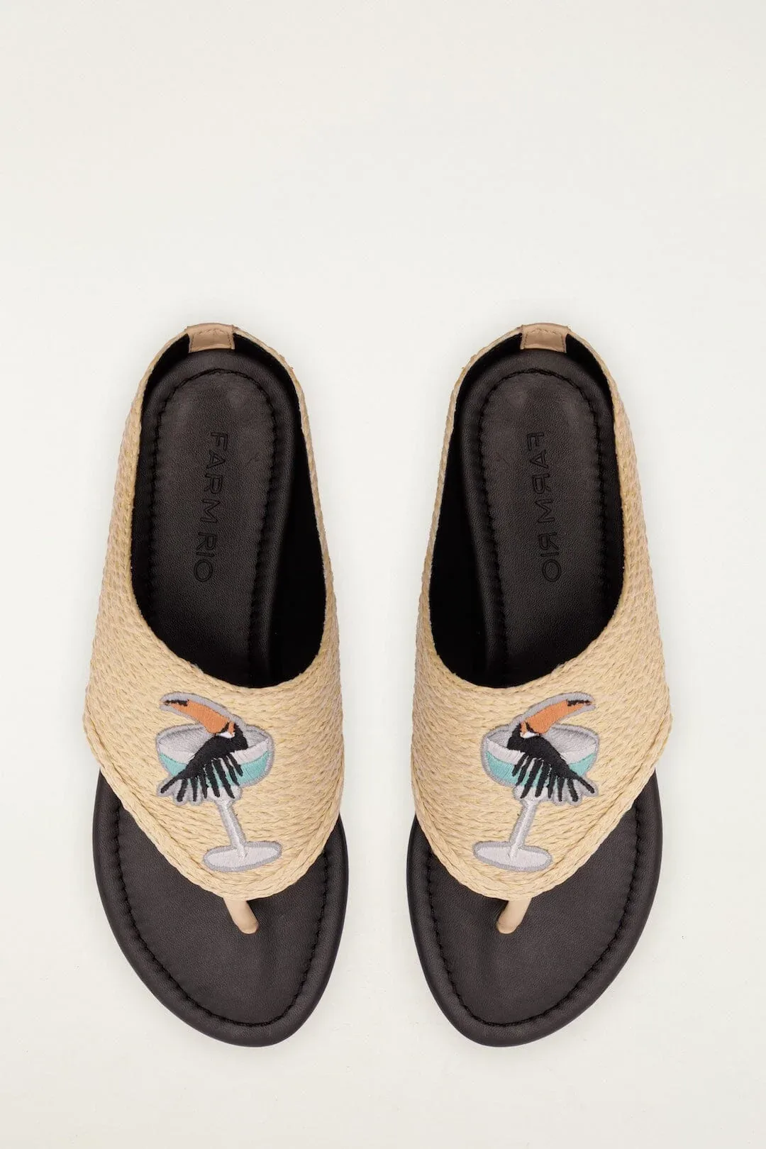 Raffia Embroidered Icons Flat Sandal by FARM Rio