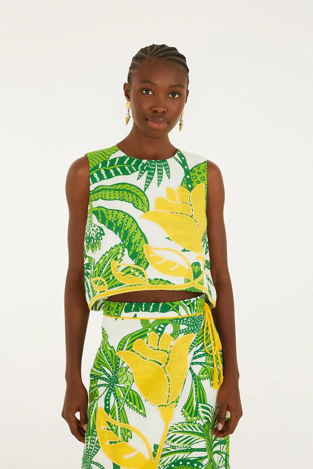 Off-White Amazon Graphic Cropped Top by FARM Rio