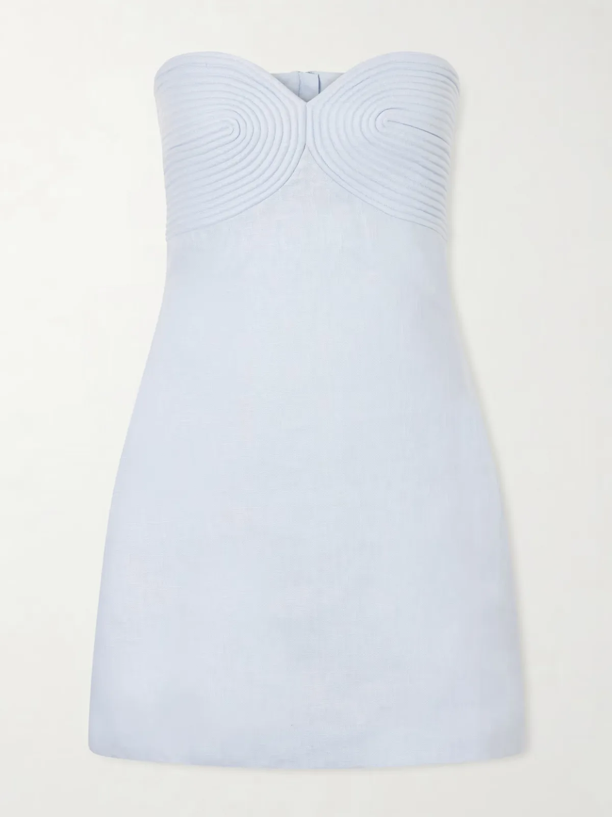 - Amari Ama Strapless Embroidered Linen Mini Dress -