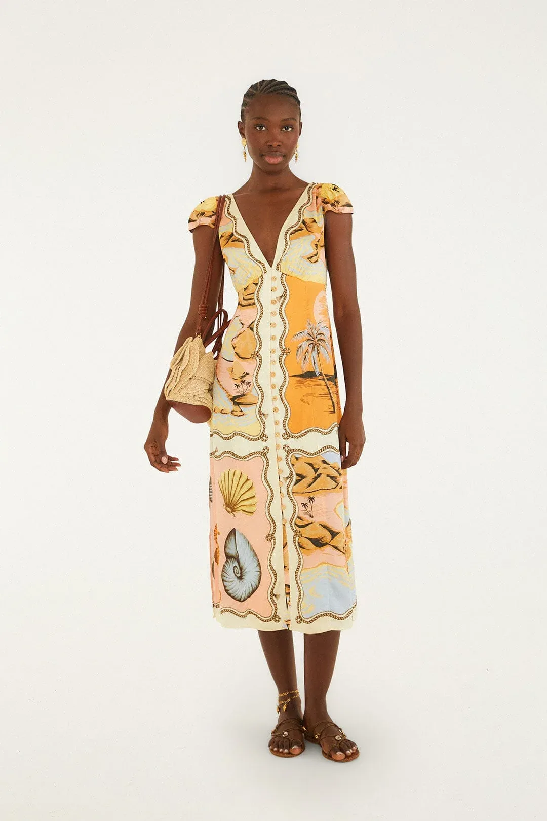 Rio Souvenir Scarves Satin Midi Dress