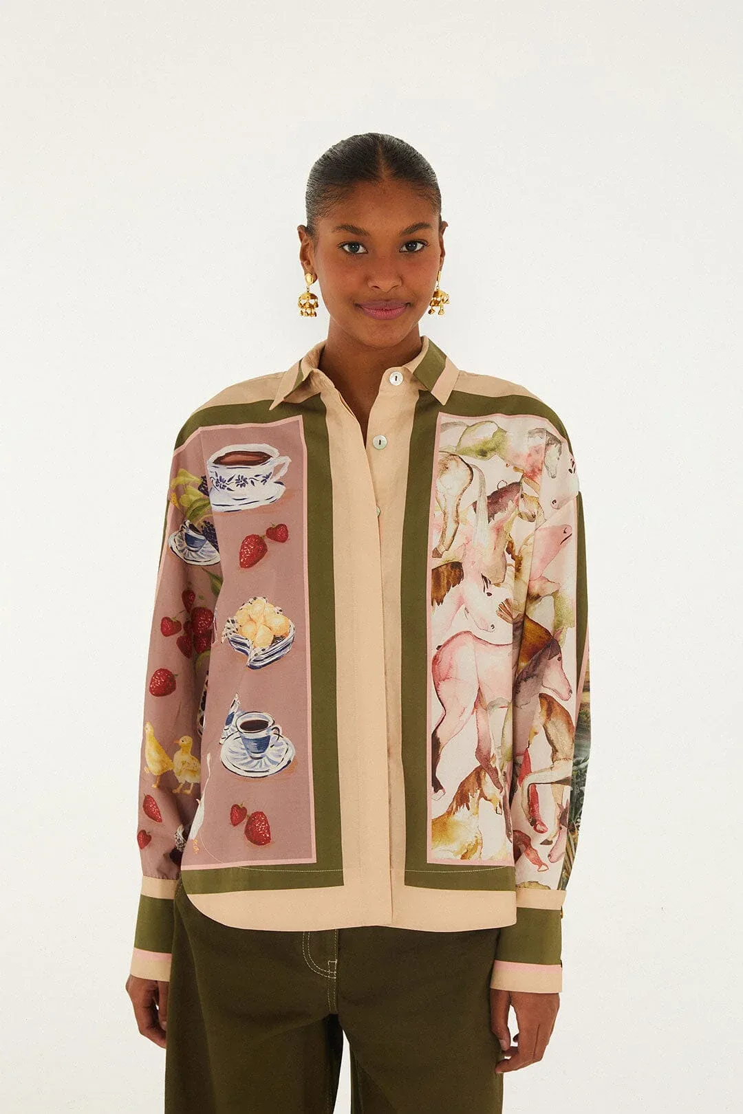 Countryside Mixed Scarf Multicolor Buttoned Shirt by FARM Rio