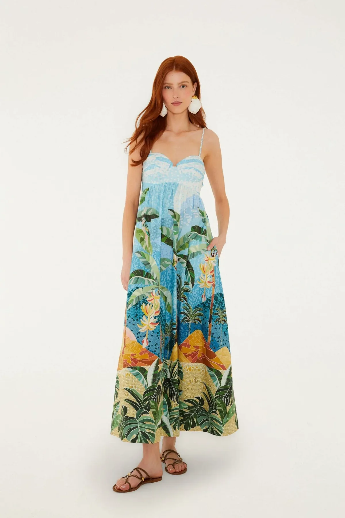Rio Mosaic Sweetheart Neck Maxi Dress