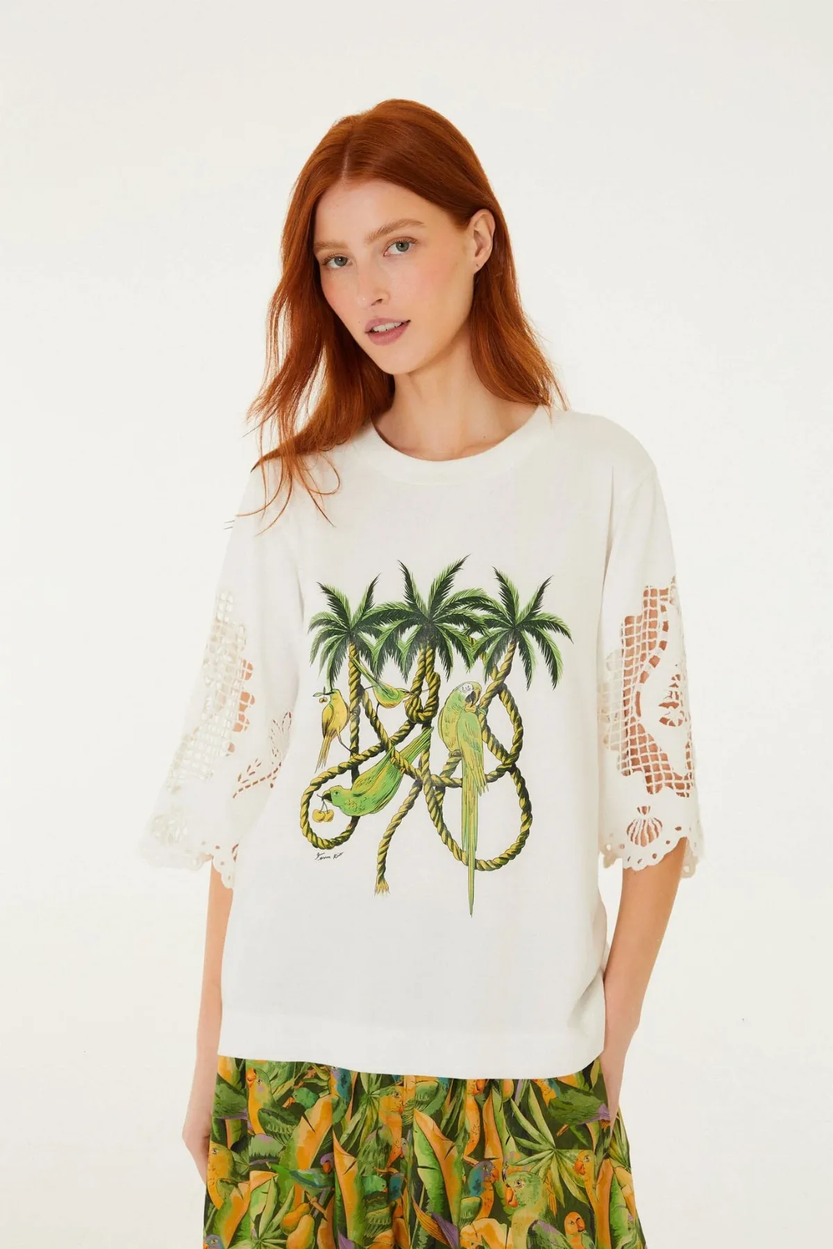 Off-White Ropes and Birds Richelieu T-Shirt by FARM Rio