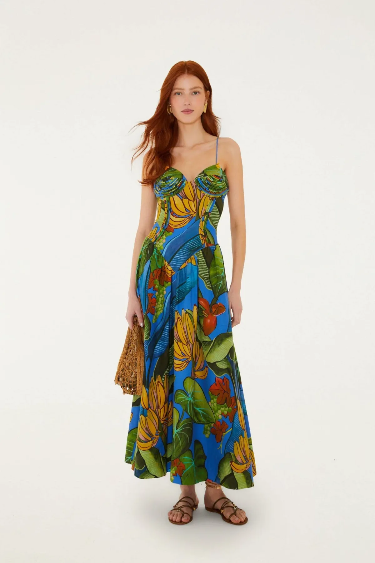 Banana Grapes 3d Bodice Sleeveless Maxi Dress