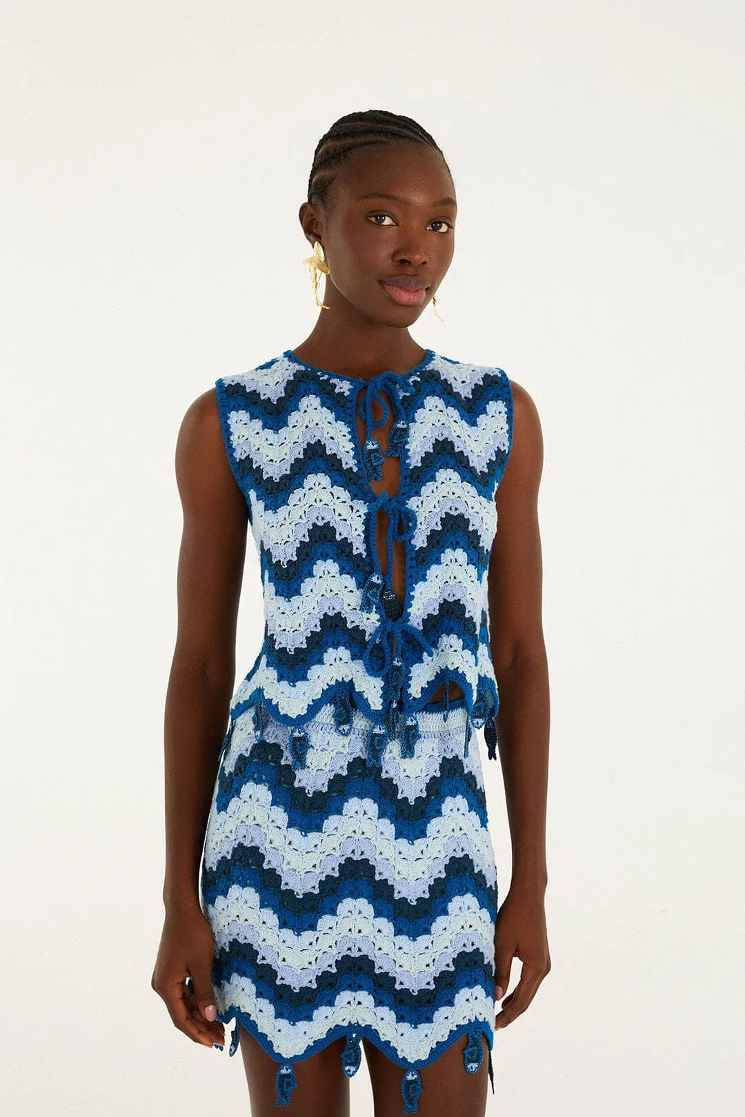 Blue Waves Crochet Top by FARM Rio