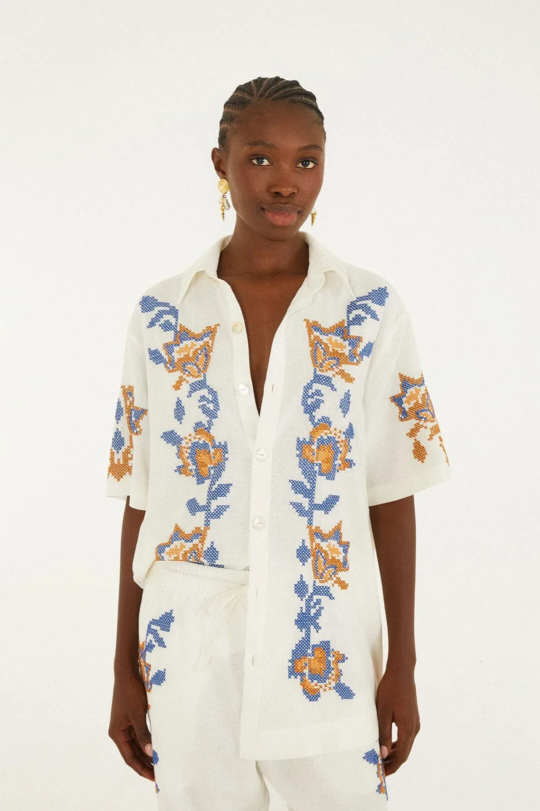 Mica Embroidered Shirt by FARM Rio