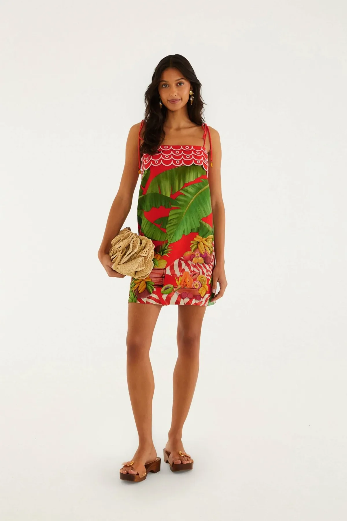 Fruit Trolley Banana Tassels Mini Dress by FARM Rio