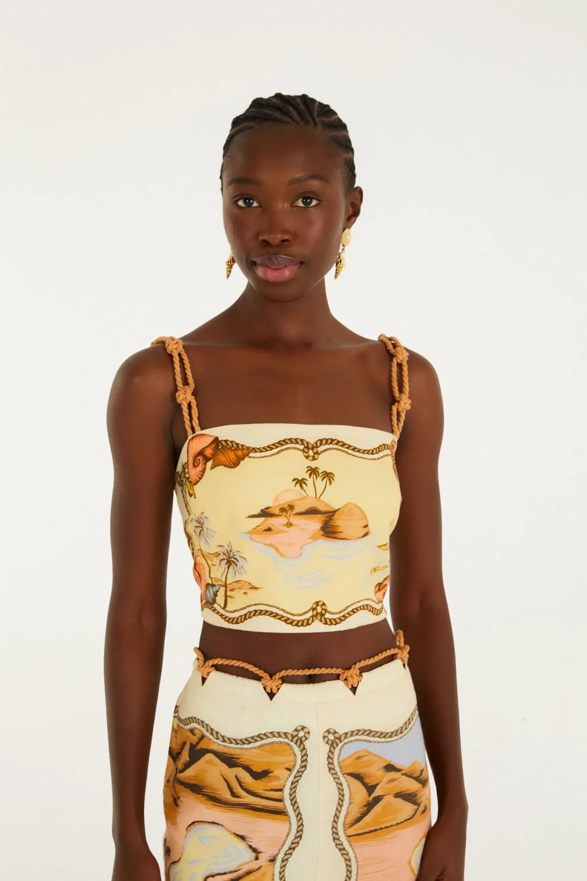Rio Souvenir Scarves Rope Straps Crop Top by FARM Rio
