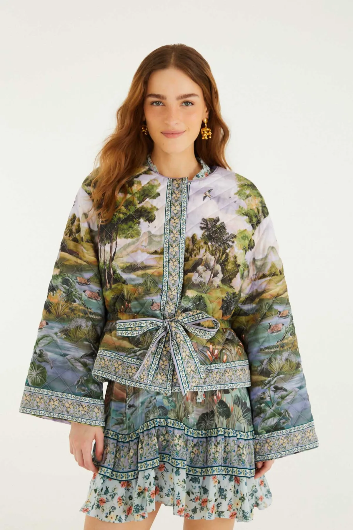 Countryside Landscape Quilted Kimono Jacket by FARM Rio