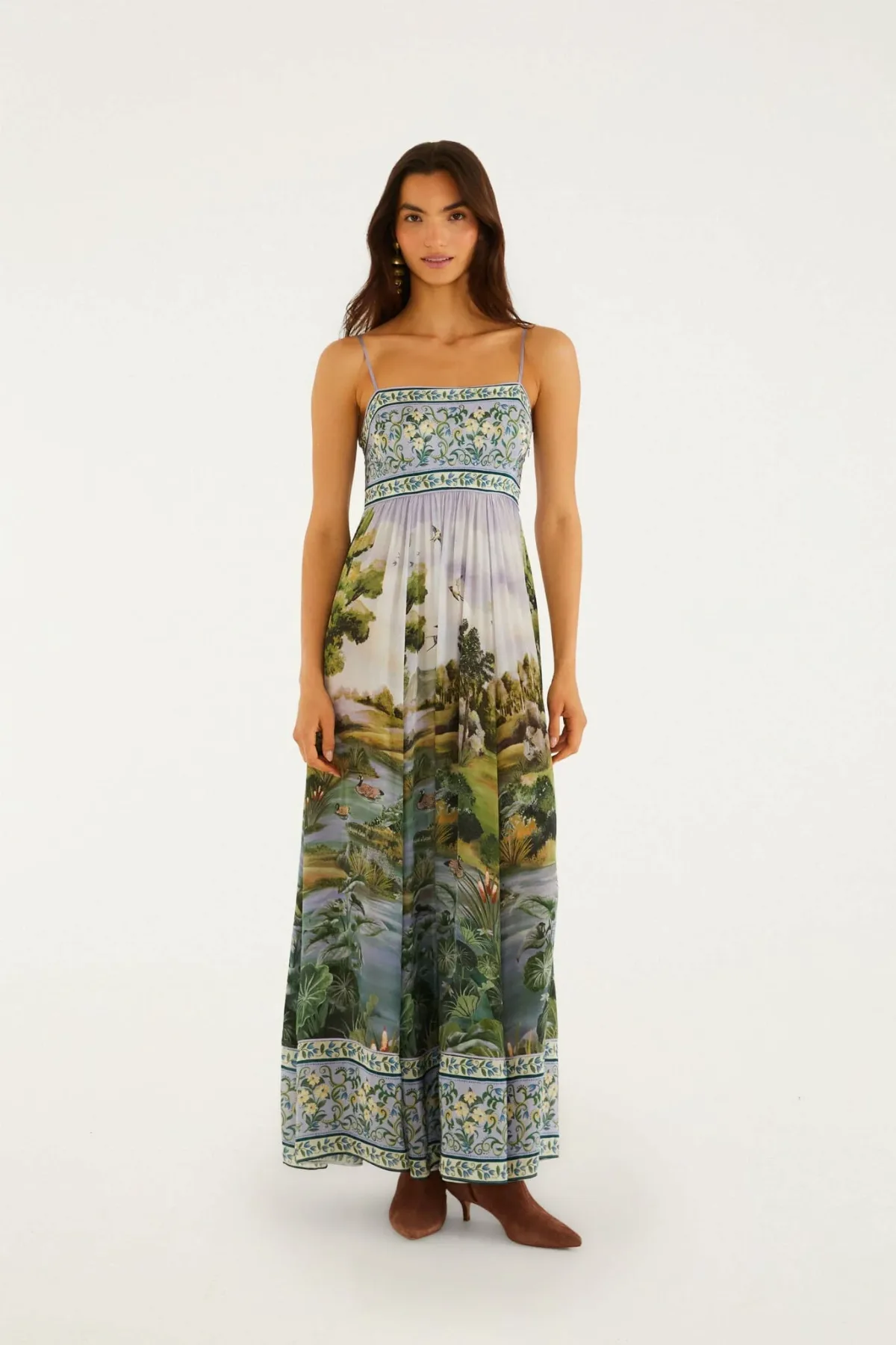 Countryside Landscape Adjustable Straps Maxi Dress by FARM Rio