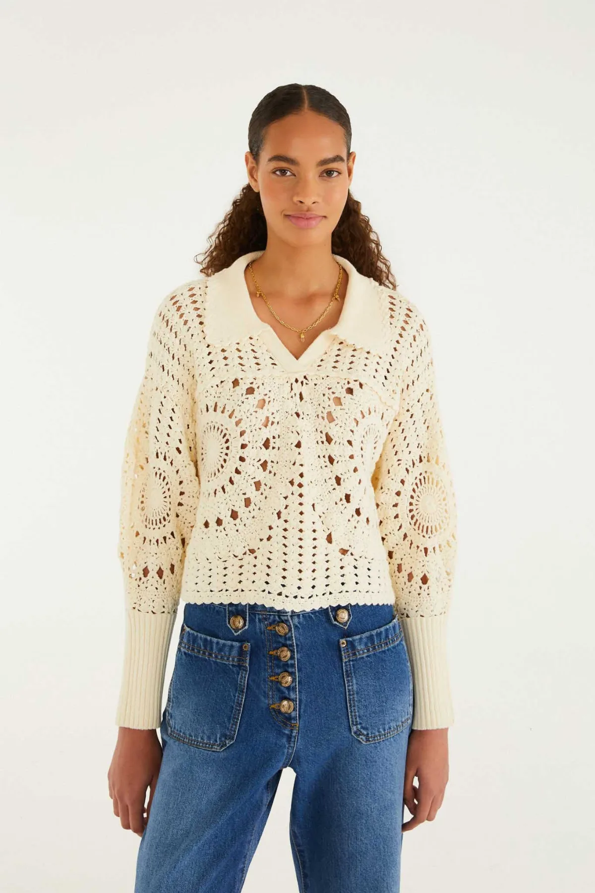 Polo Crochet Sweater by FARM Rio