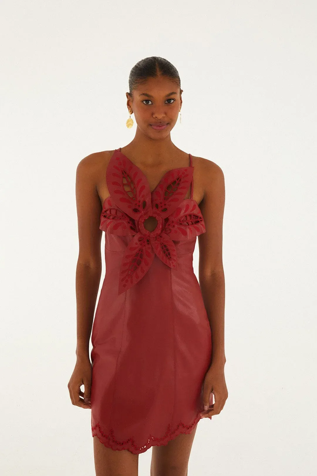 3d Richelieu Flower Leather Mini Dress by FARM Rio