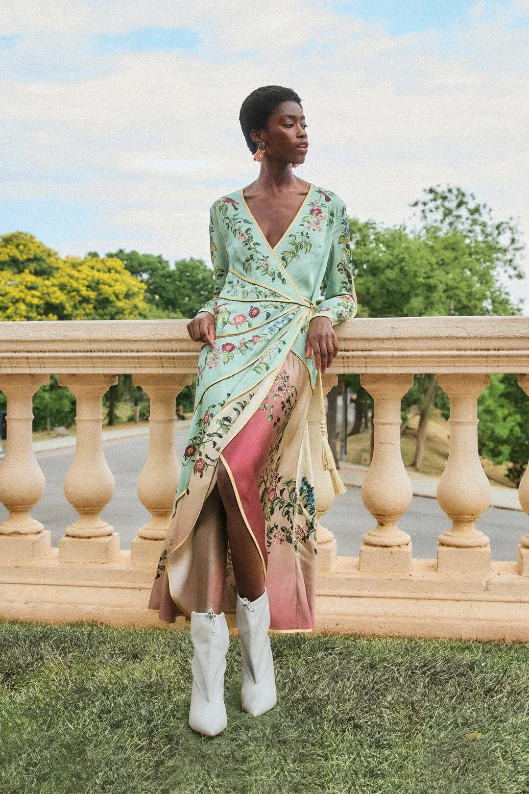 Birds Tree Long Sleeve Maxi Dress by FARM Rio