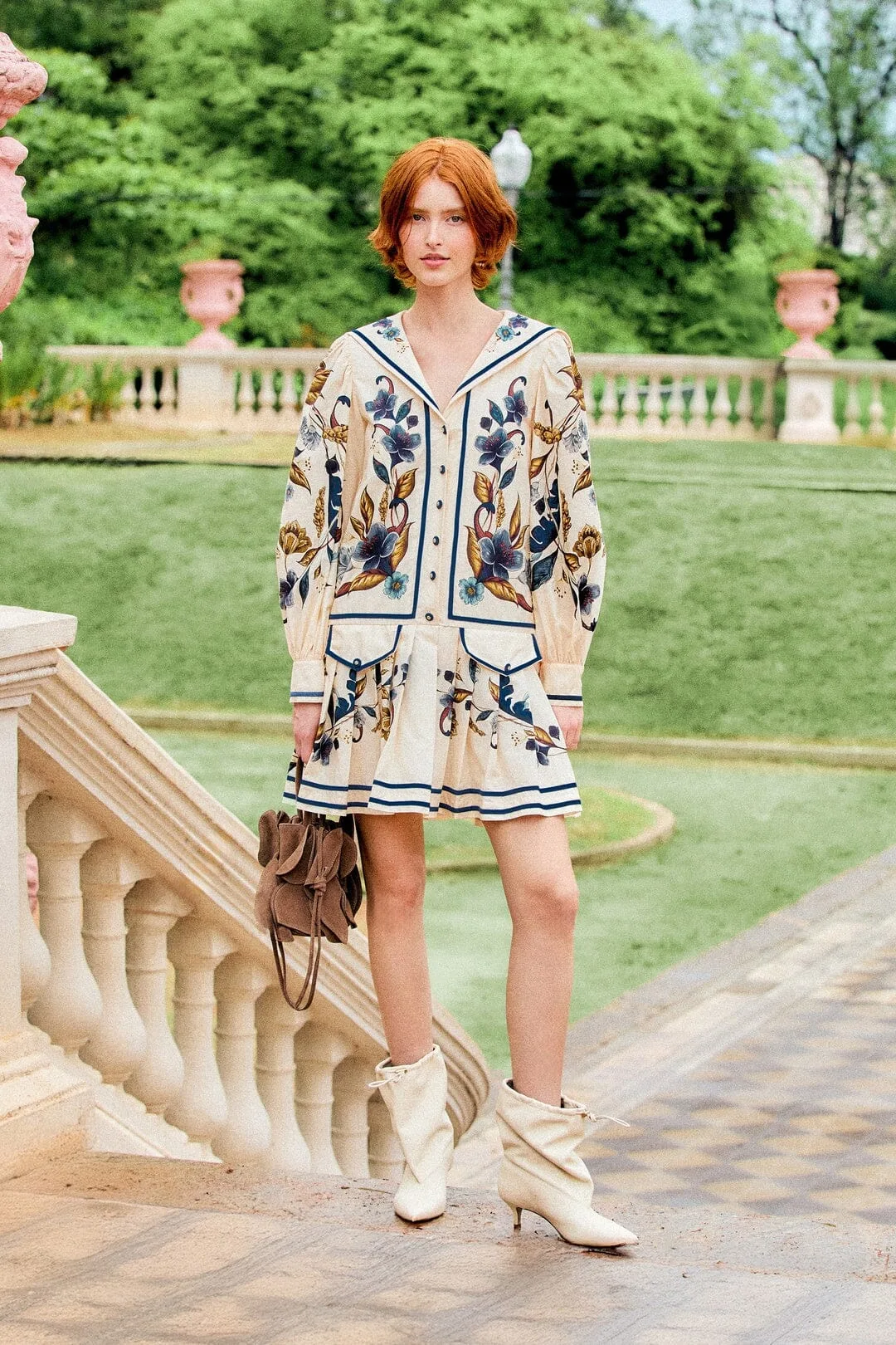 Golden Nature Lapel Buttoned Mini Dress by FARM Rio