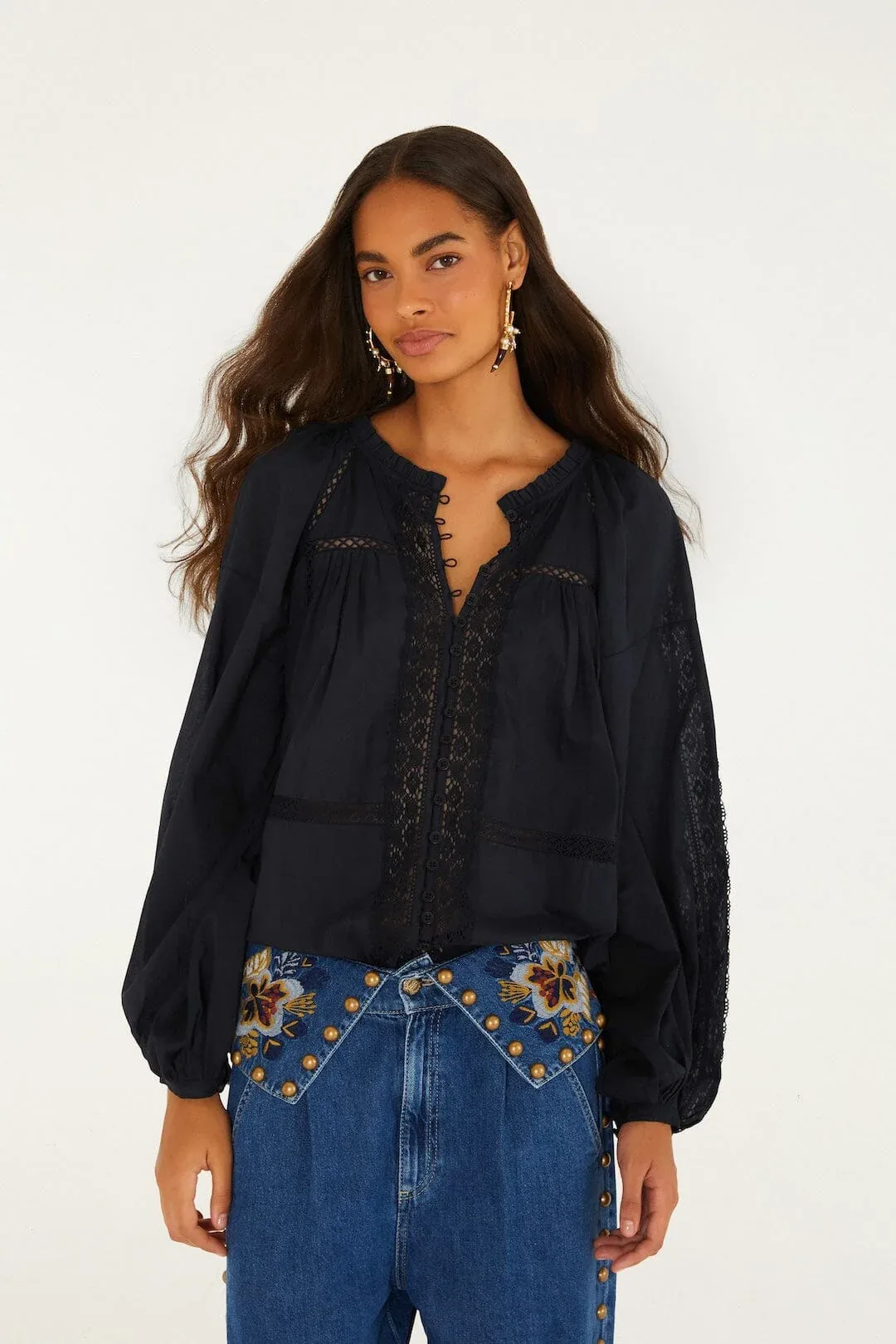 Boho Lace Long Sleeve Blouse by FARM Rio