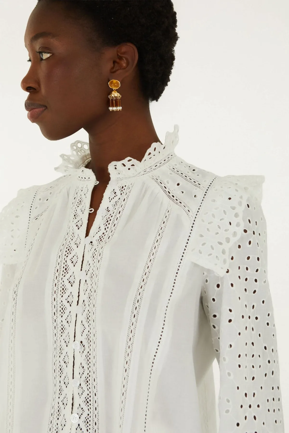 Eyelet Long Sleeve Blouse by FARM Rio