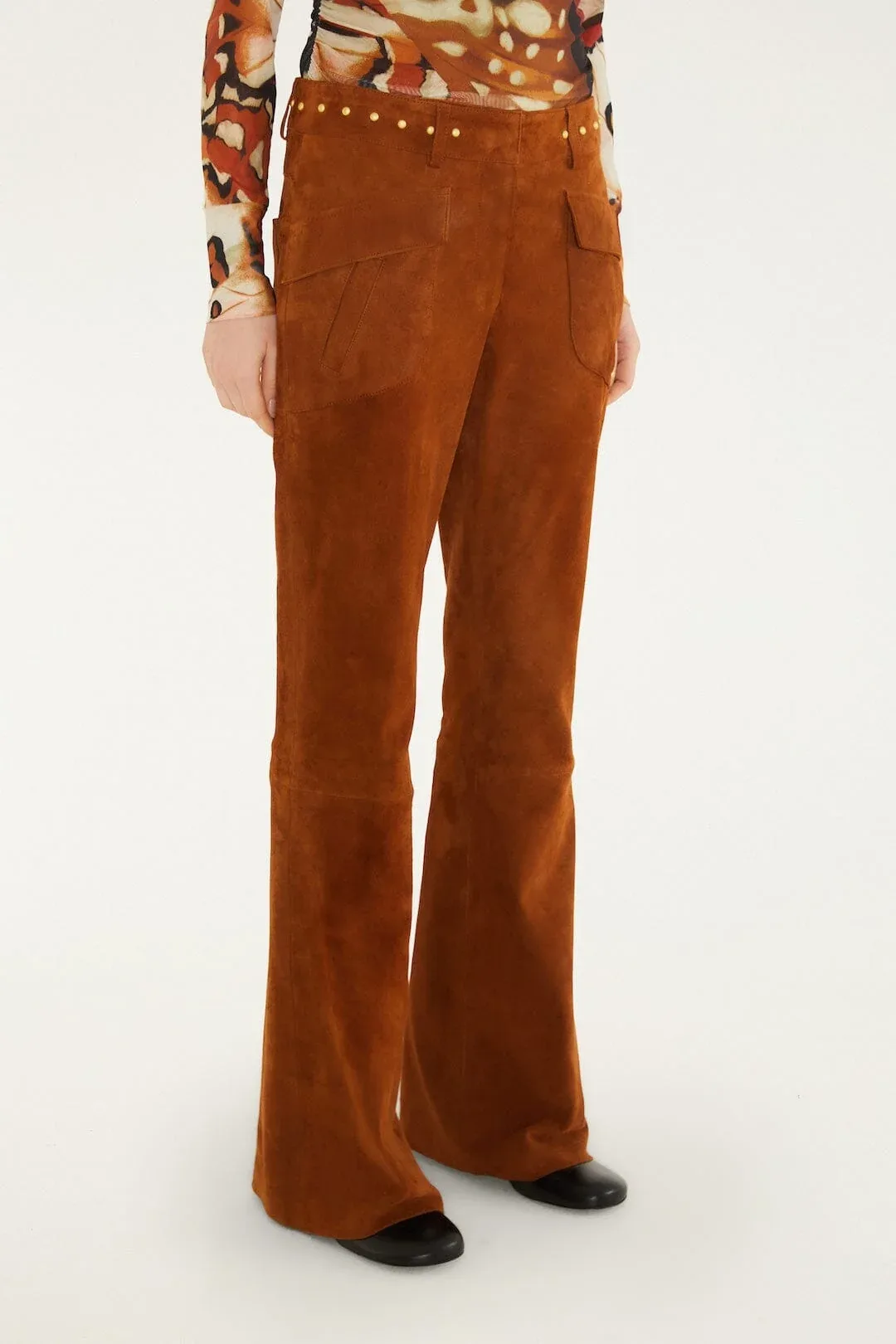 Riveted Flare Leather Trousers by FARM Rio