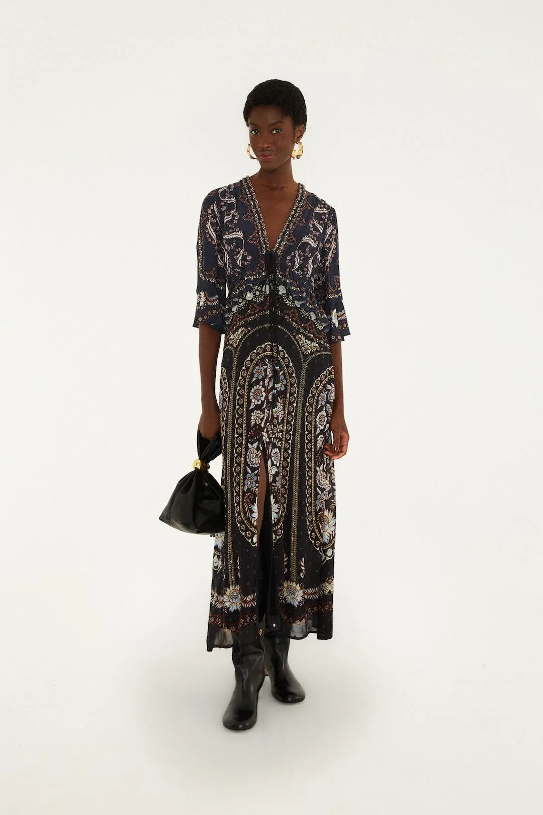 Daniela Short Sleeve Ruffled Maxi Dress