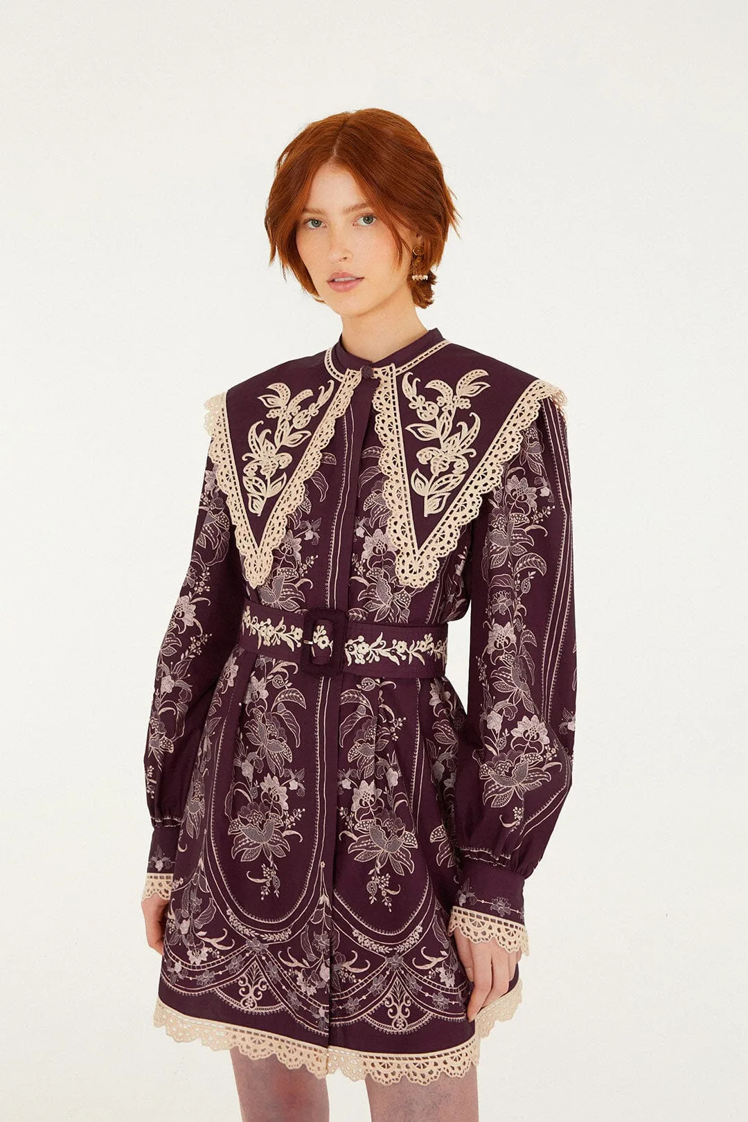 Lara Lace Long Sleeve Mini Dress by FARM Rio