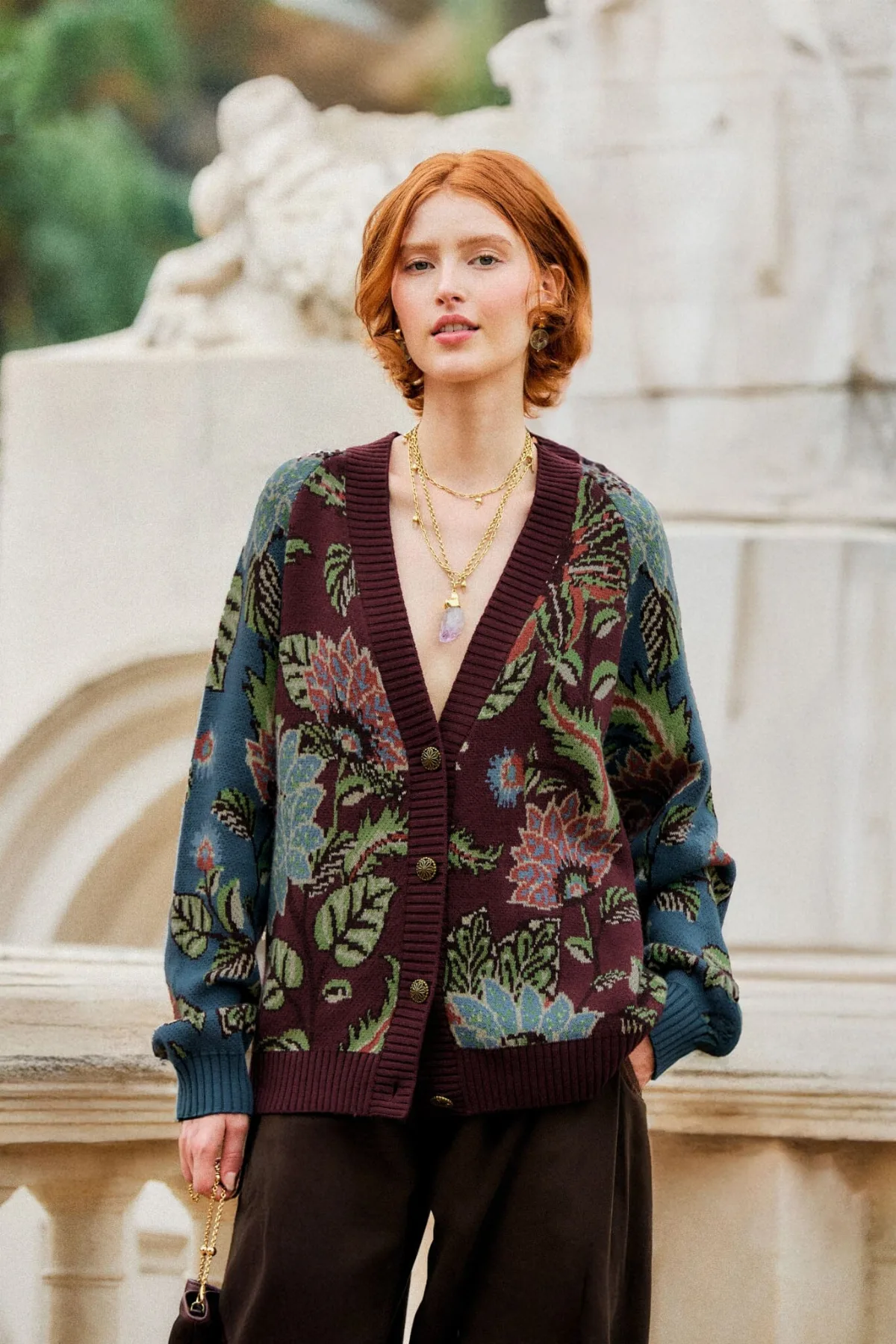 Mixed Delhi Floral Buttoned Knit Cardigan by FARM Rio