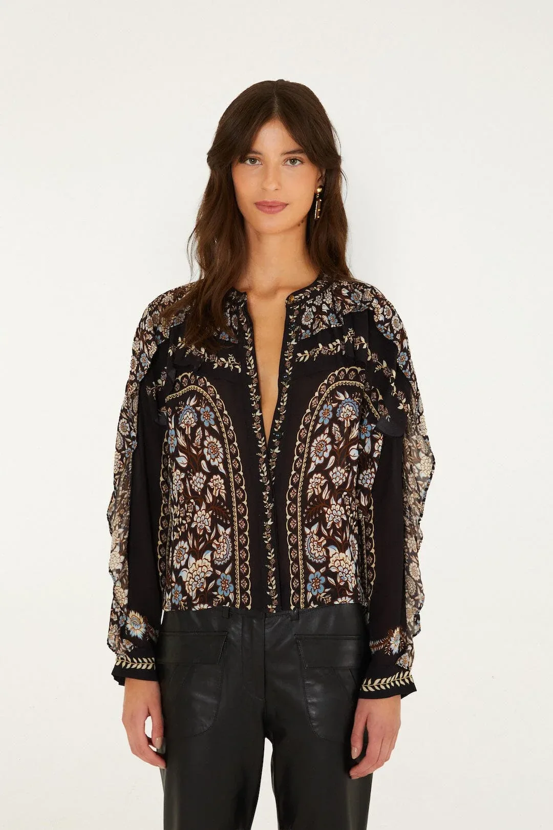 Daniela Long Sleeve Ruffled Blouse