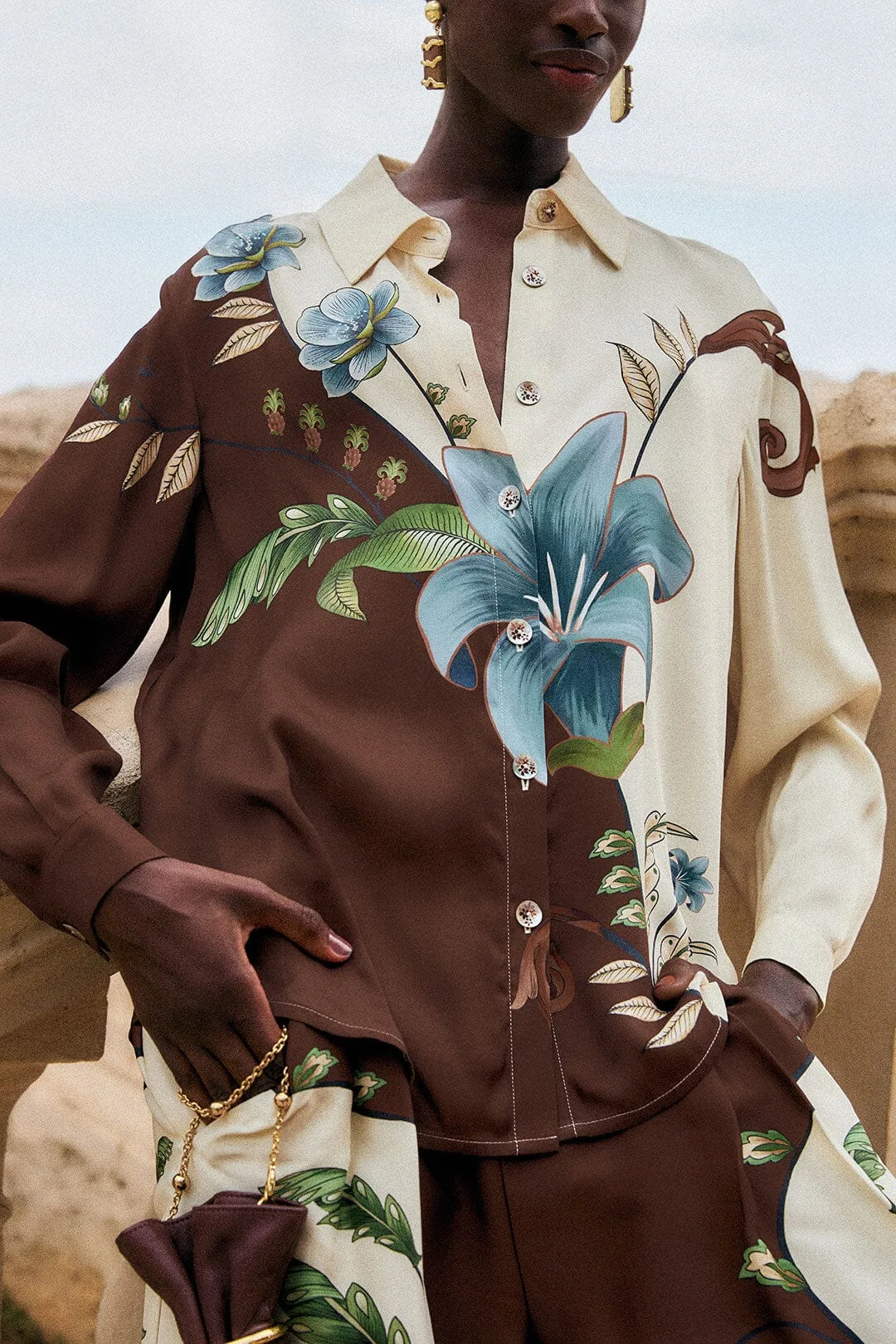 Milena Buttoned Collared Shirt by FARM Rio