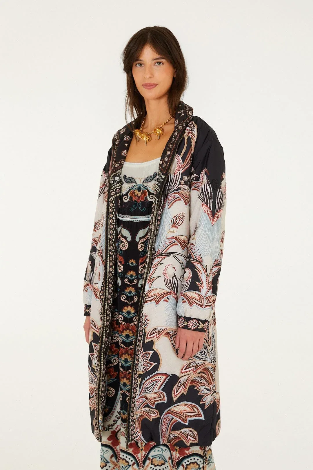 Tapestry Dream Reversible Midi Puffer Jacket