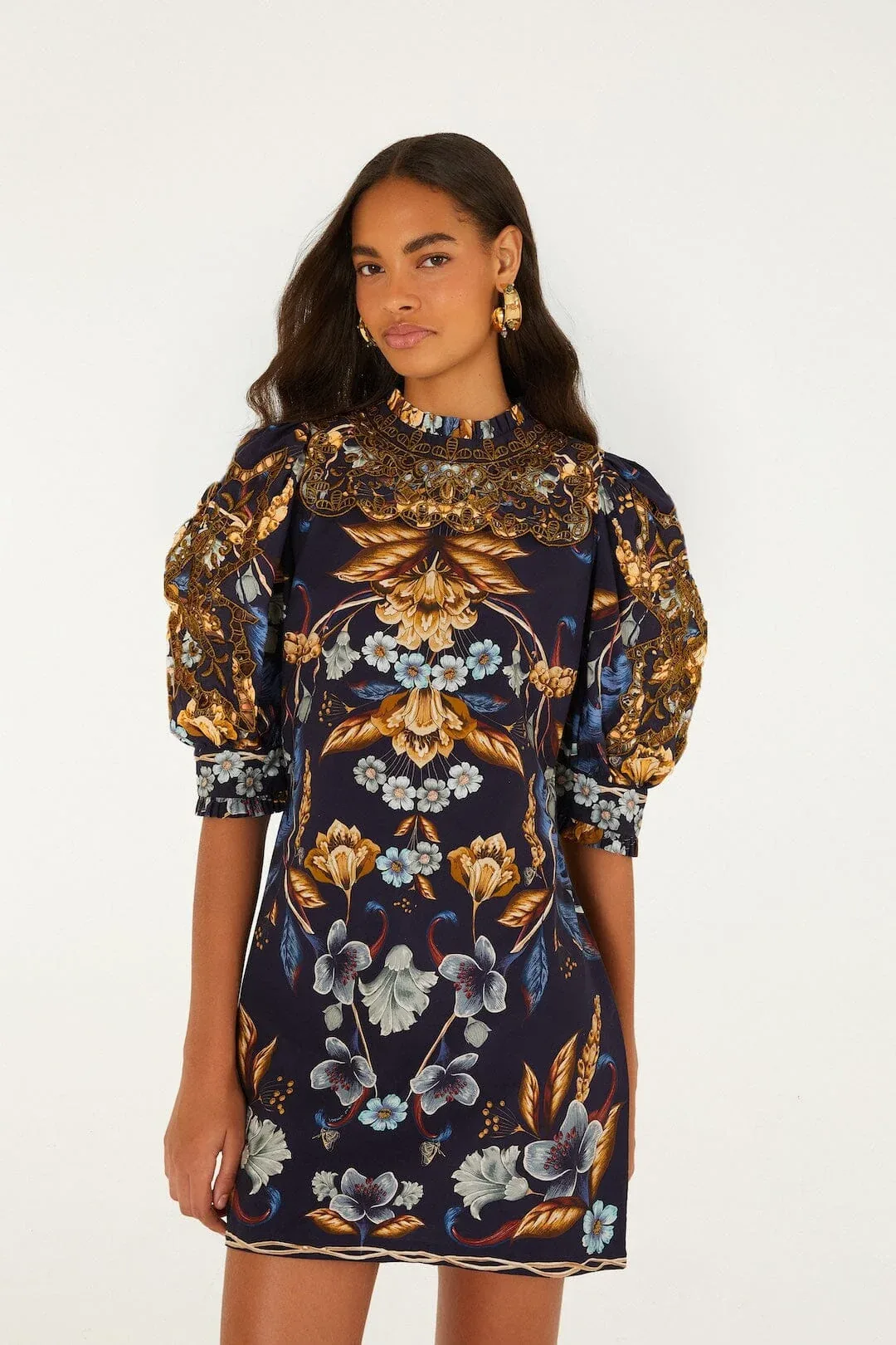 Golden Nature Short Sleeve Mini Dress
