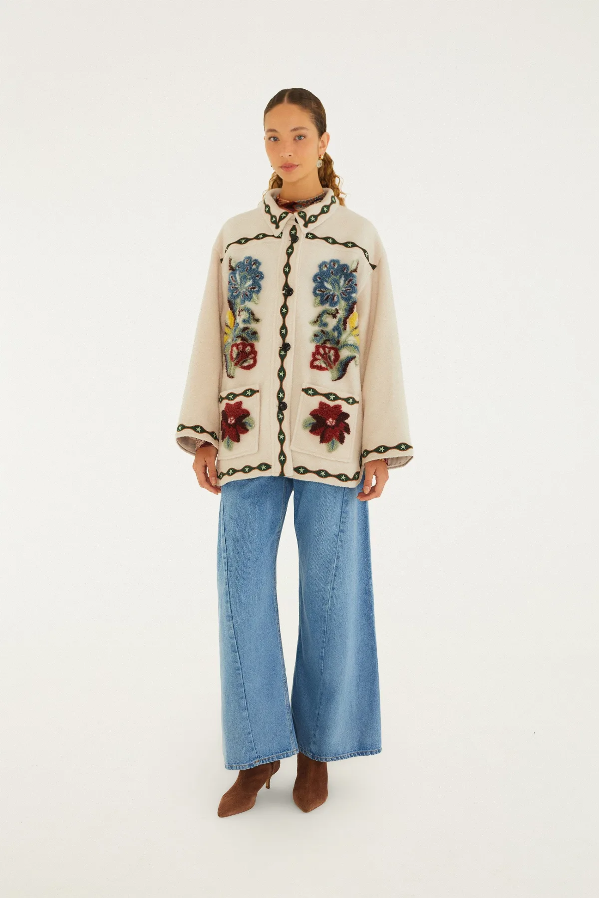 Lunar Boho Buttoned Fleece Coat by FARM Rio
