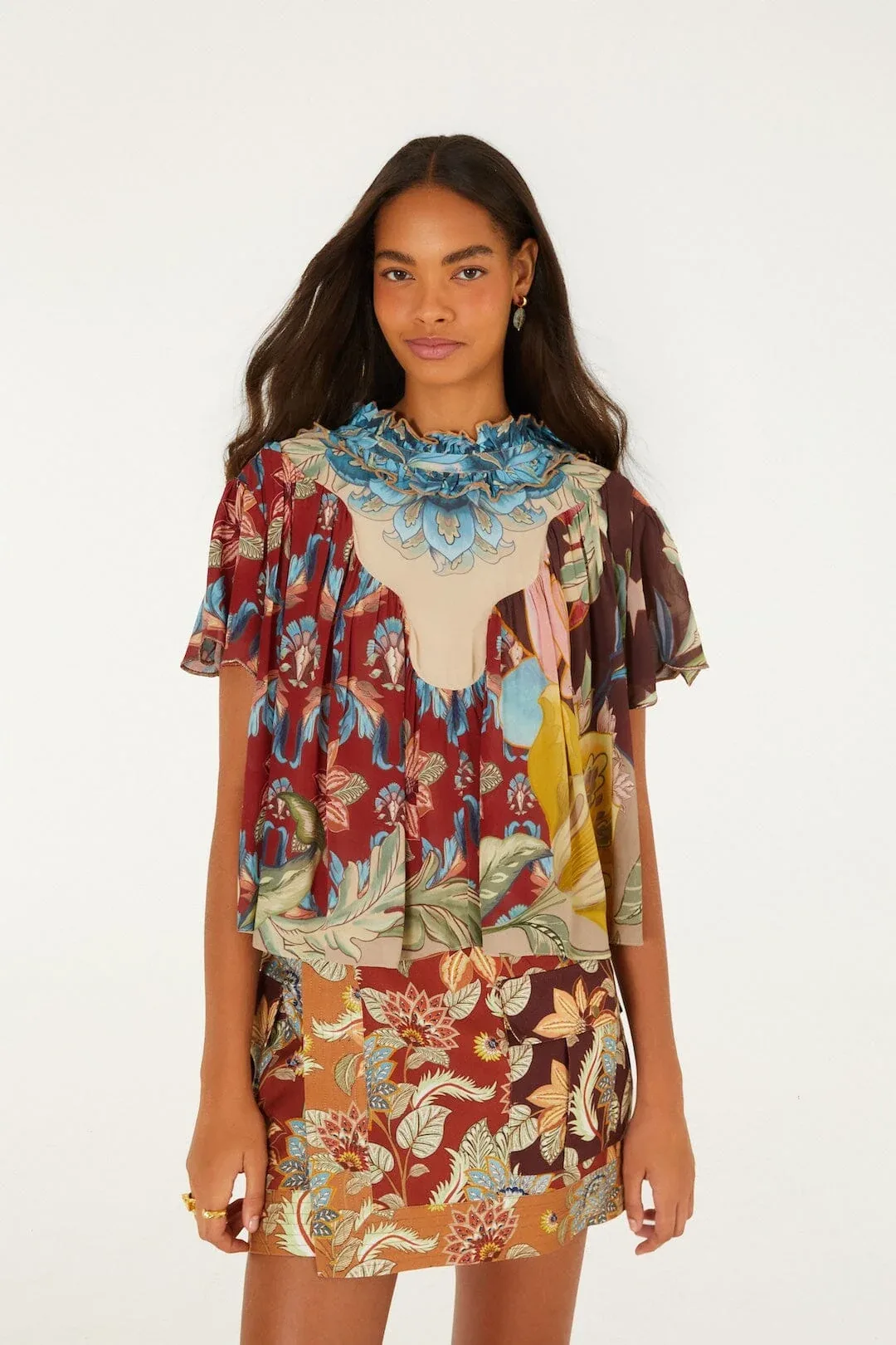Lunar Boho Short Sleeve Blouse by FARM Rio