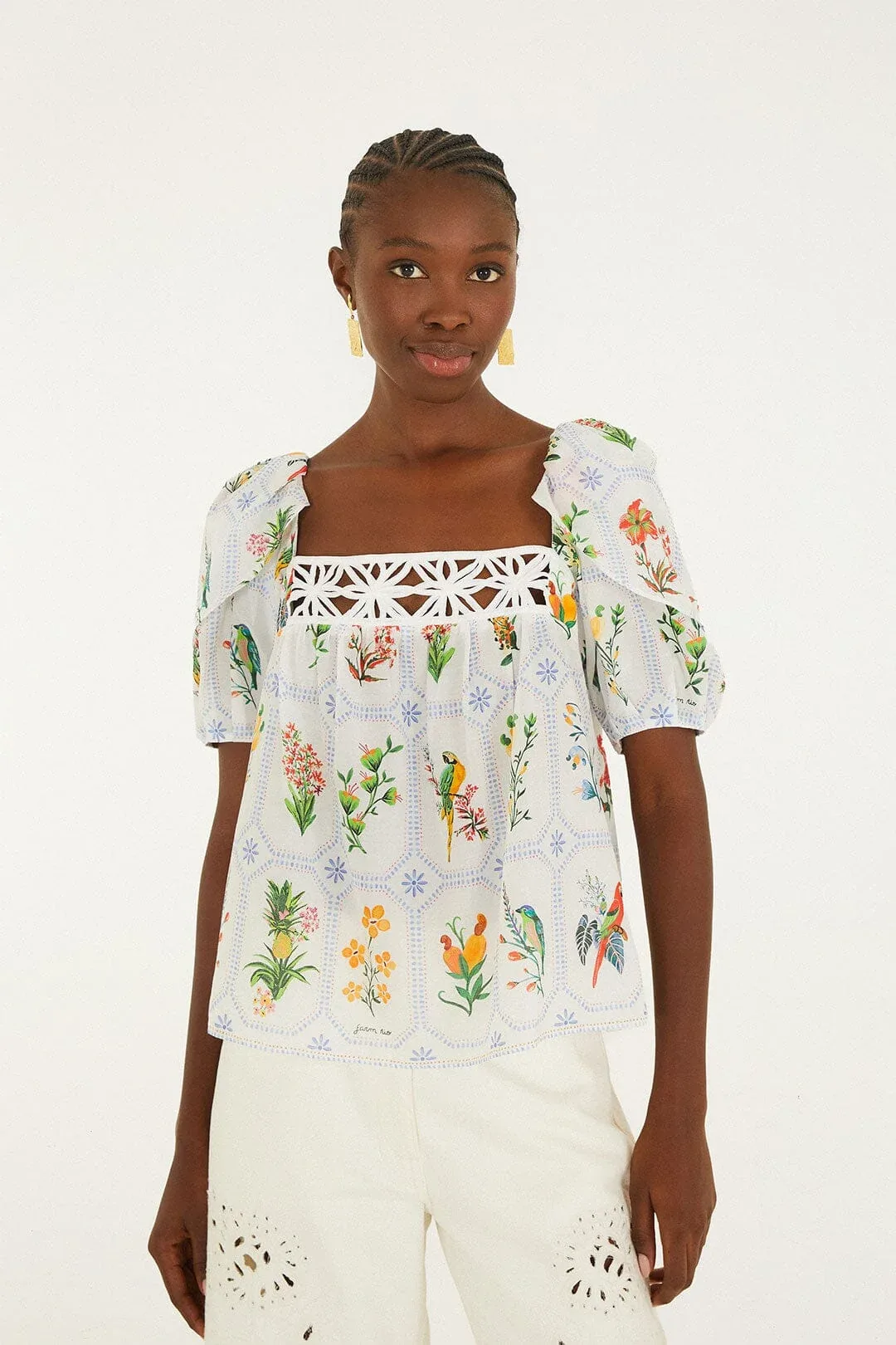 Off-White Tropical Porcelain Blouse by FARM Rio