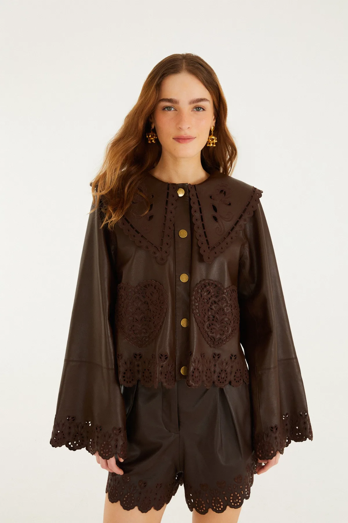 Hearts Richelieu Leather Jacket by FARM Rio