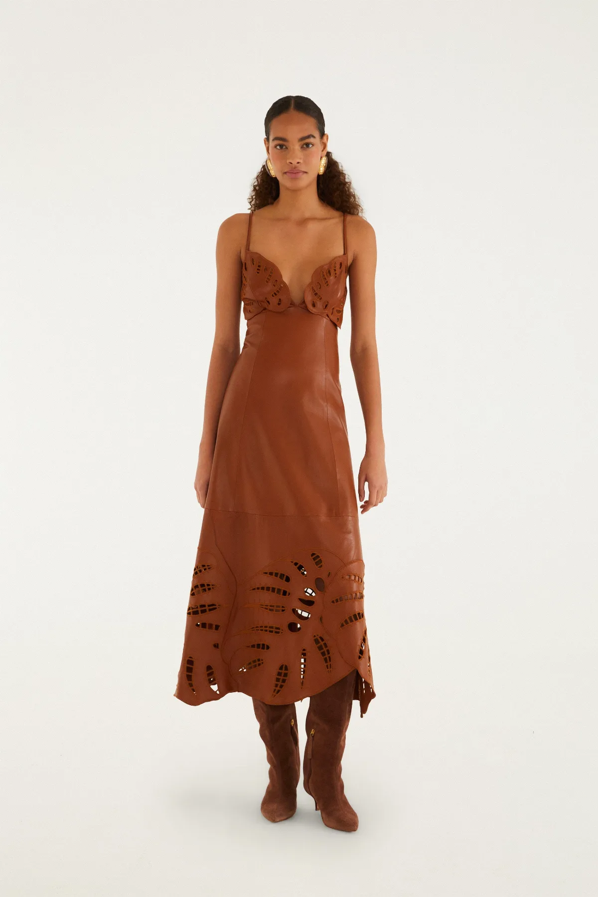 Monstera Cutwork Leather Midi Dress by FARM Rio