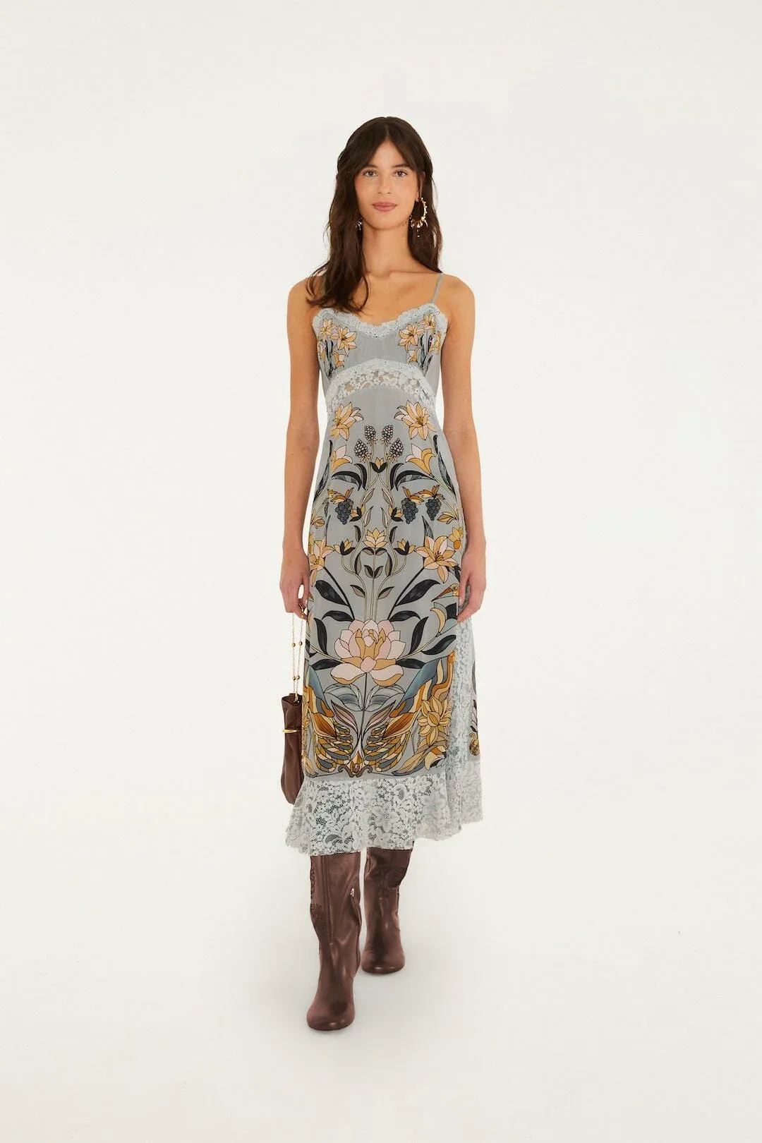 Stained Glass Beauty Lace Slip Midi Dress by FARM Rio
