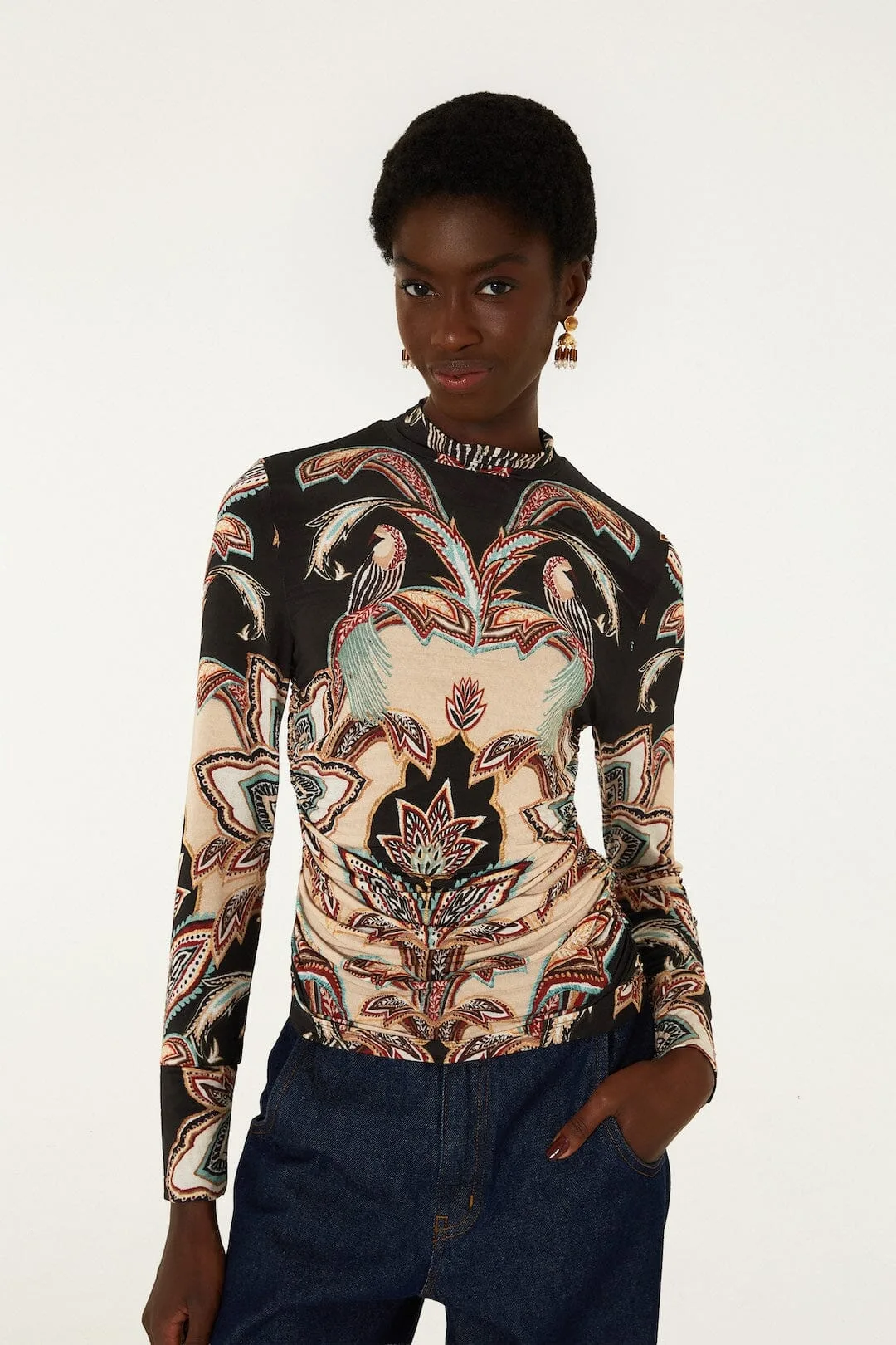 Tapestry Dream Long Sleeve Jersey Blouse by FARM Rio